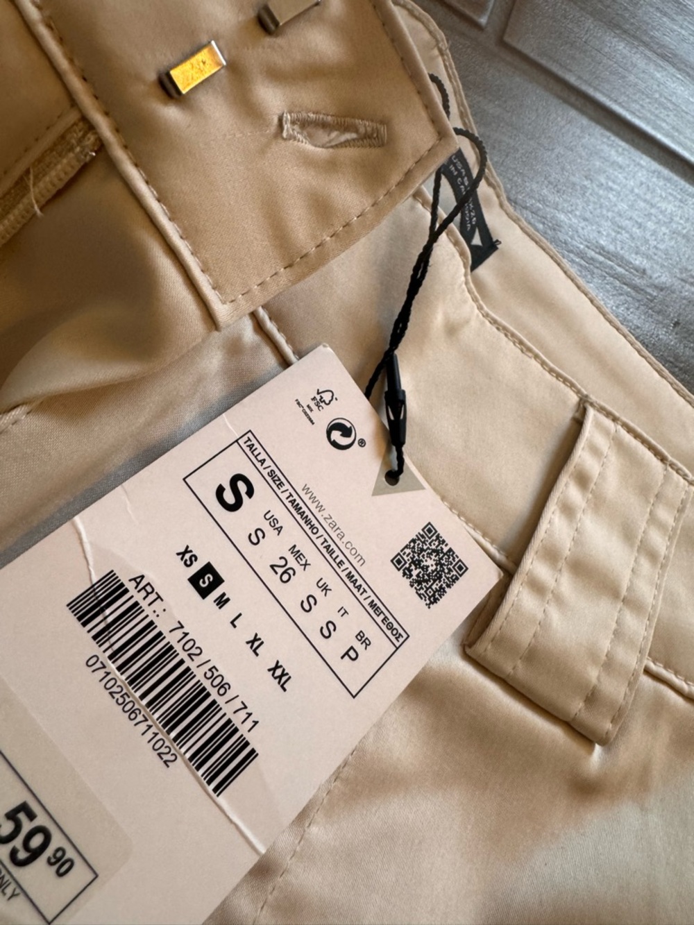 Zara Satin Cargo Pants in Light Cream - Utility Straight Fit - Picture 2 of 2
